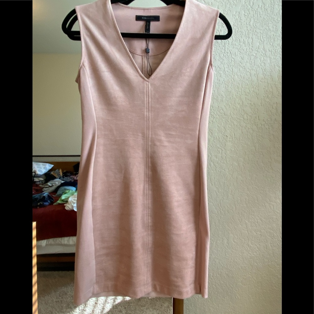 BCBG Sleeveless nude velvety pink dress